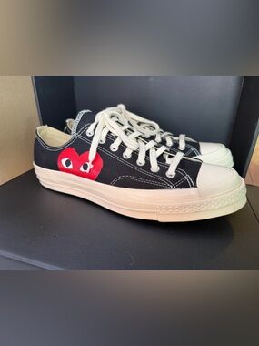 Converse Chuck Taylor Comme des Garçon Black Canvas Sneakers with Red Heart